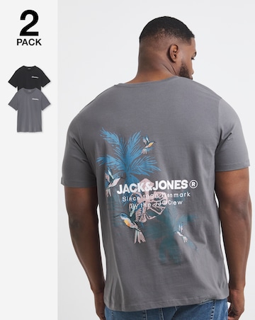 Jack & Jones Hawaii Back Graphic T-Shirt 2 Pack - Multi