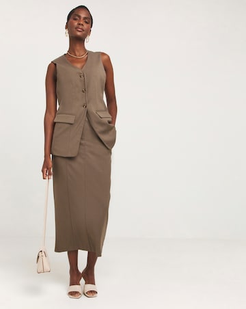 Neutral Midaxi Tailored Pencil Skirt