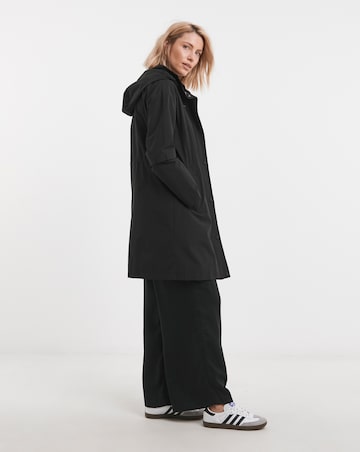 Black Longline Shower Resist Rain Jacket