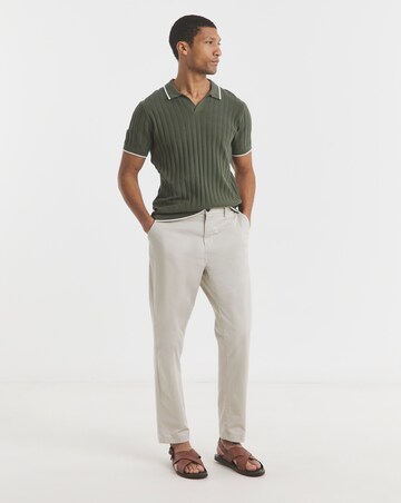 Textured Trophy Neck Tipped Knit Polo