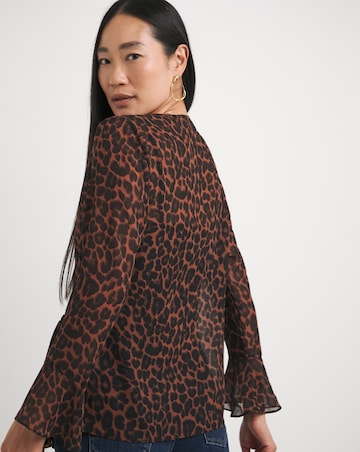 Chiffon Wrap Blouse - Leopard
