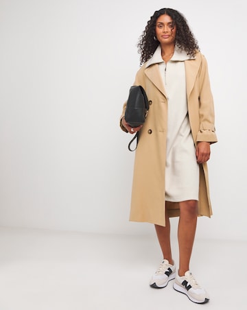Roll Neck Zip Detail Cut and Sew Short Dress