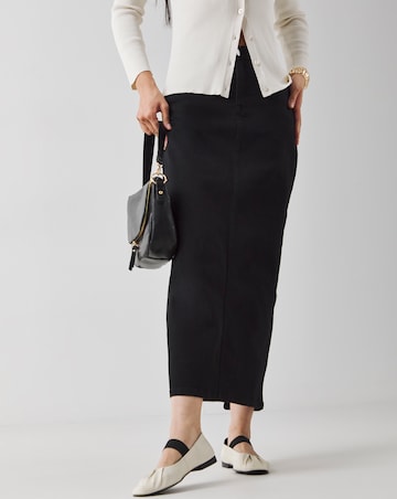 Black High Waist Super Soft Denim Maxi Skirt