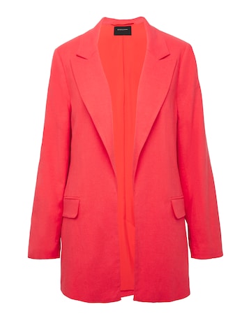 Coral Linen Edge to Edge Blazer