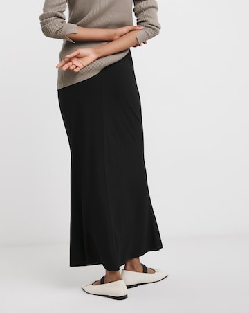 Black Slinky Jersey Pull On Maxi Slip Skirt
