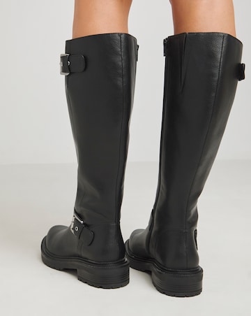 Eden Buckle Detail Knee High Boots - Wide Fit (E) & Curvy Calf