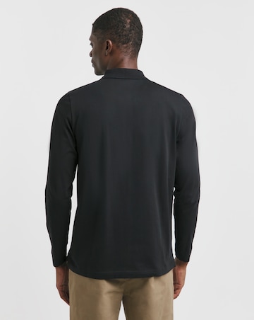 Jersey Zip Neck Polo- Black