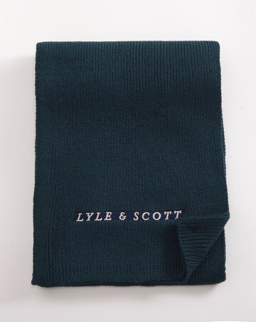 Lyle & Scott Navy Logo Ribbed Scarf
