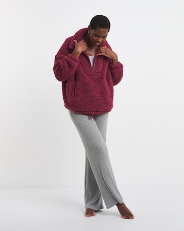 Pretty Secrets Quarter Zip Fleece Snuggle Top Burgundy