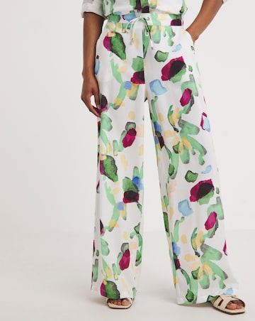 Printed Textured Wide Leg Trousers
