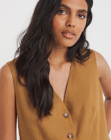 Linen Button Front Waistcoat