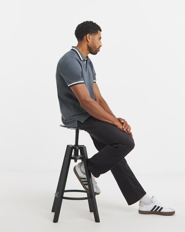 Tipped Pique Polo Long- Dark Grey