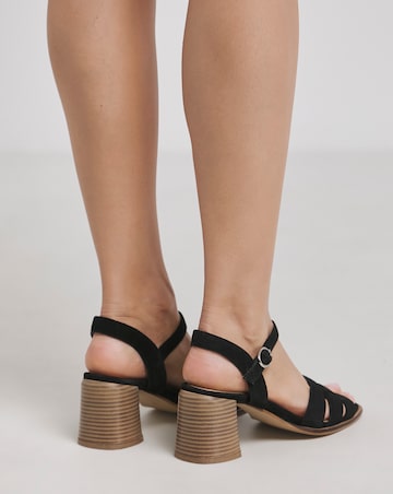 Greta Woven Detail Block Heel Sandals - Extra Wide Fit (EEE)