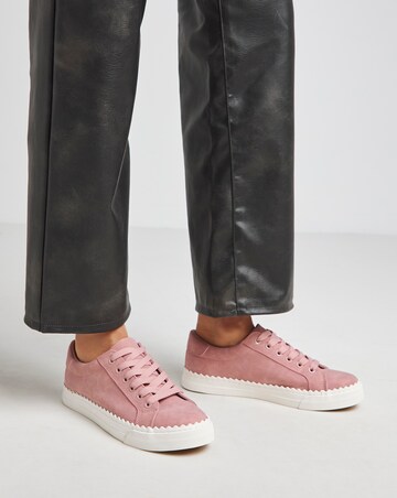 Janey Scalloped Edge Lace Up Trainer - Wide Fit (E)