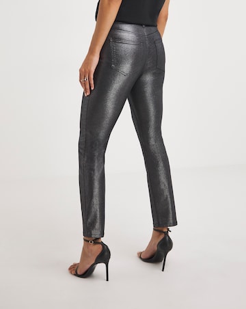 Pewter Metallic Slim Leg Jean