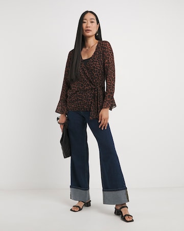 Chiffon Wrap Blouse - Leopard