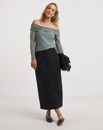 Green Mesh Bardot Top