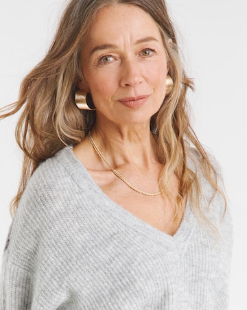 Grey Colourblock V Neck Tunic
