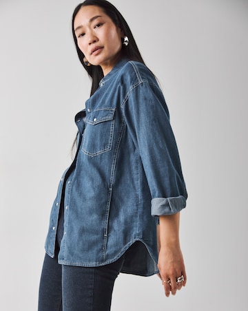 Mid Blue Relaxed Denim Shirt