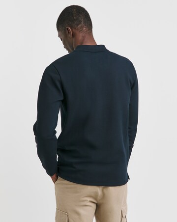 Longsleeve Textured Jersey Polo-Navy