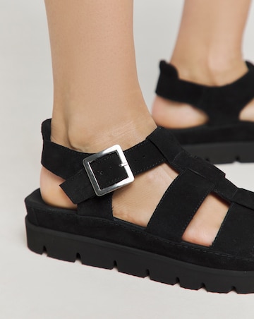 Sakura Fisherman Suede Flatform Sandals Extra Wide EEE Fit