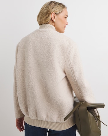 Cream Wool Like Bomber Jacket