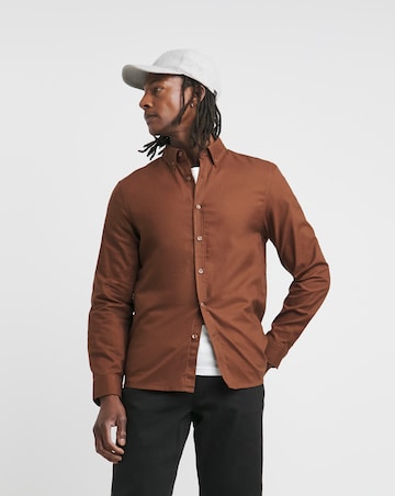 Long Sleeve Brown Oxford Shirt Regular