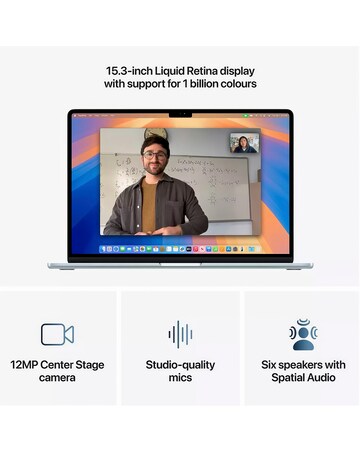 Apple MacBook Air (M4, 2025) 15in 10-Core CPU 10-Core GPU 16GB 256GB - Sky Blue