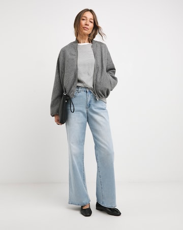 Grey Wool Like Bomber Jacket