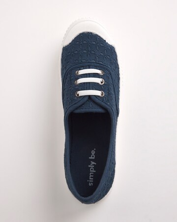Burney Broderie Lace Up Plimsole Trainers Standard D Fit