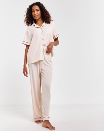 Pretty Secrets Supersoft Ribbed Button Through Pyjama Set