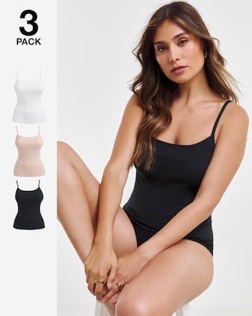 Pretty Secrets (3 Pack) Cotton Vests Black/White/Blush