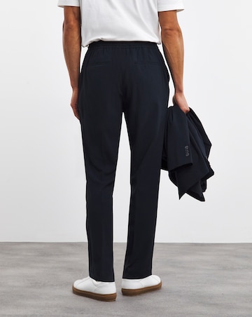 Navy Textured Smart Jogger Waistband Trouser