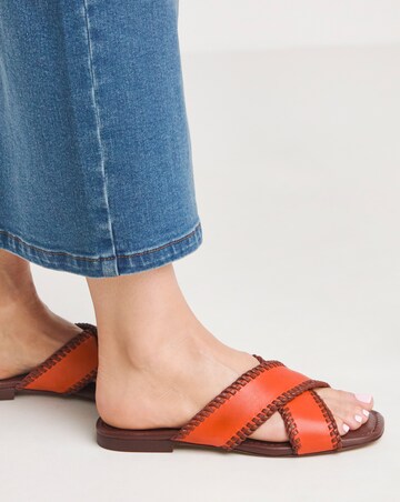 Miley Leather Crossover Slide Wide E Fit