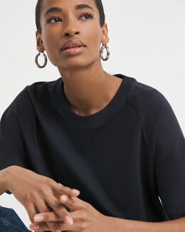 Pure Cotton Crew Neck Raglan T-shirt