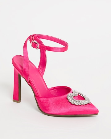 Amelia Heart Trim Heeled Court Shoes - Wide Fit (E)