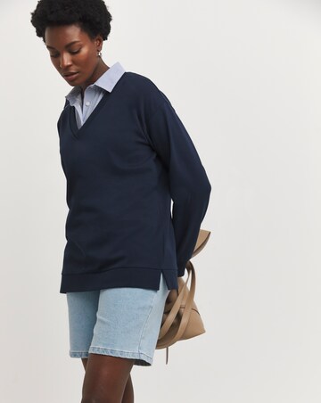 Navy Crew Neck 2 in 1 Sweatshirt