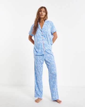 Joe Browns Fern Print Pyjama Set Cornflower Blue
