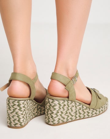 Agatha Buckle Wedge Espadrille Sandals - Wide Fit (E)