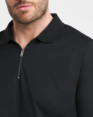 Premium 100% Mercerised Zip Polo- Black