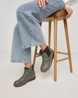 Heavenly Soles Blanche Low Wedge Ruched Ankle Boot - Extra Wide Fit (EEE)