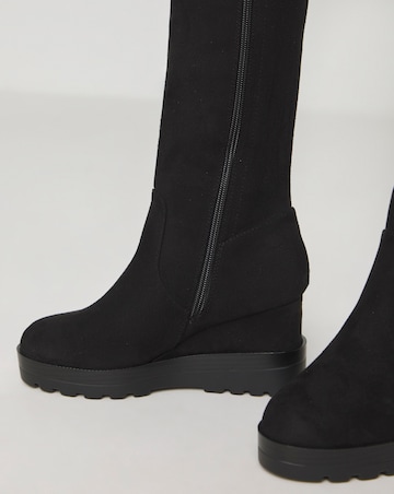 Leyner Stretch Wedge Knee High Boots - Extra Wide Fit (EEE) & Standard Calf