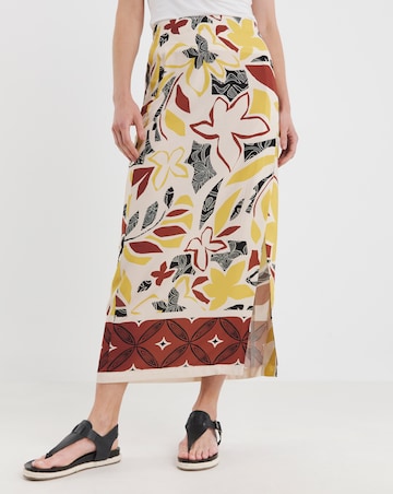 Graphic Print Midi Wrap Skirt
