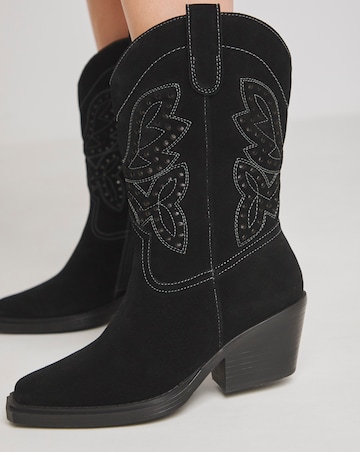 Daytona Suede Western Mid Calf Boots - Wide Fit (E) & Standard Calf