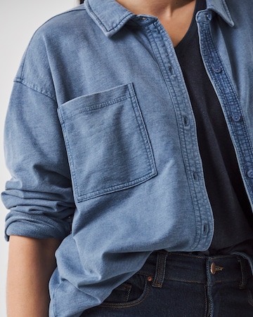 Denim Blue Jersey Shacket