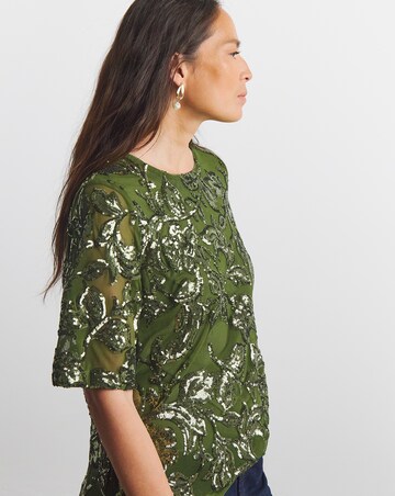 Joanna Hope Floral Sequin Top