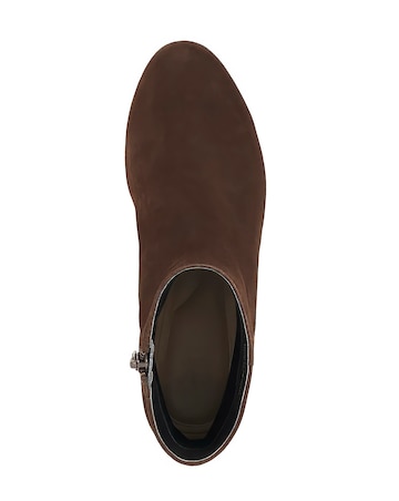 Dune Pippie Brown Suede Low-Heel Ankle Boots Wide Fit