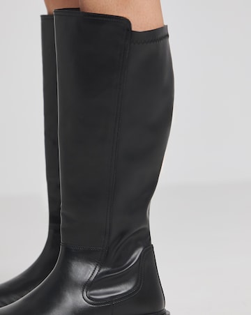 Perry Stretch Back Flat Knee High Boots Extra Wide EEE Fit Curvy Plus Calf