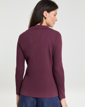 Half Zip Long Sleeve Ribbed Top