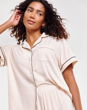 Pretty Secrets Supersoft Ribbed Button Through Pyjama Set